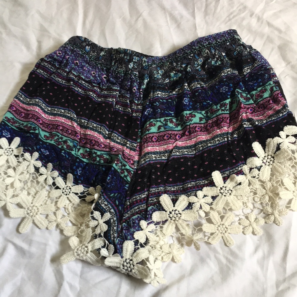 Shorts with flowers that hang